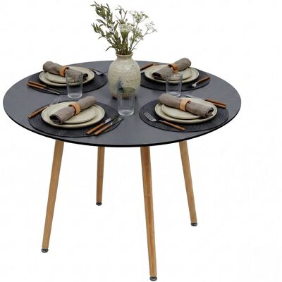 RELAXDAYS Tavolo Rotondo, H X D: 75 X 90 Cm, Mdf E Bambù, Per 4 Persone, Stile Scandinavo, Bianco/naturale RELAXDAYS Tavolo Rotondo, H X D: 75 X 90 Cm, Mdf E Bambù, Per 4 Persone, Stile Scandinavo, Bianco/naturale
