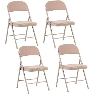 BELIANI Set Di 4 Sedie Pieghevoli Con Struttura In Metallo Beige Seduta E Schienale Imbottiti Sparks BELIANI Set Di 4 Sedie Pieghevoli Con Struttura In Metallo Beige Seduta E Schienale Imbottiti Sparks