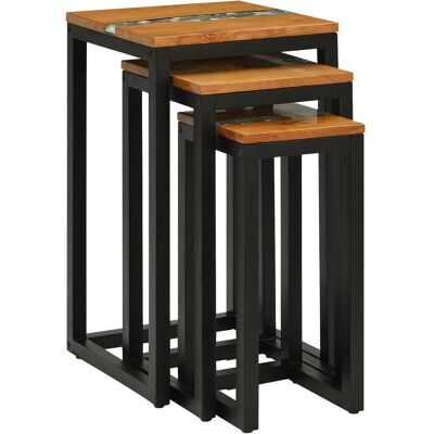 VIDAXL Tavolo Nesting 3 Pz Marrone Legno Di Teak Solido VIDAXL Tavolo Nesting 3 Pz Marrone Legno Di Teak Solido