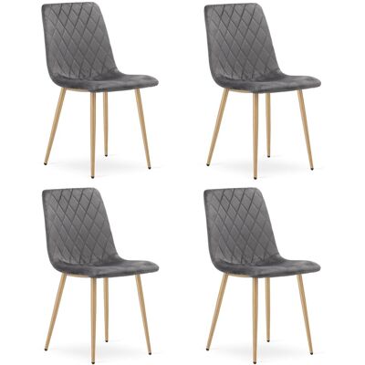 AKORD Sedia Turin - Velluto Grigio Scuro / Gambe Color Legno X 4 AKORD Sedia Turin - Velluto Grigio Scuro / Gambe Color Legno X 4
