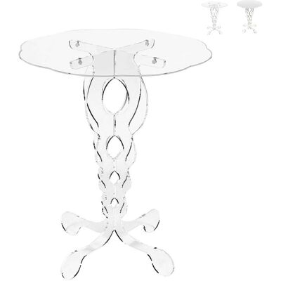 Multiplex Tavolino Alto Rotondo 50cm Da Salotto In Plexiglass Trasparente Arabesco Medium - Trasparente Multiplex Tavolino Alto Rotondo 50cm Da Salotto In Plexiglass Trasparente Arabesco Medium - Trasparente