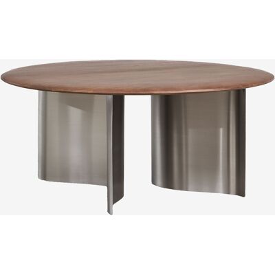 SKLUM Tavolino Da Caffè Rotondo Ø80 Cm In Legno Di Mango E Acciaio Inossidabile Marvion SKLUM Tavolino Da Caffè Rotondo Ø80 Cm In Legno Di Mango E Acciaio Inossidabile Marvion