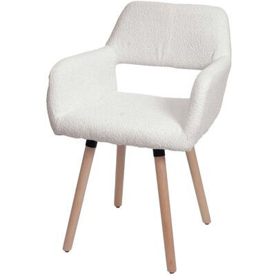 DÉCOSHOP26 Sedia Da Pranzo Con Braccioli In Tessuto Bouclé Color Crema E Gambe In Legno 040009862 DÉCOSHOP26 Sedia Da Pranzo Con Braccioli In Tessuto Bouclé Color Crema E Gambe In Legno 040009862