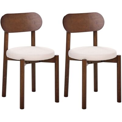 BELIANI Set Di 2 Sedie Da Pranzo Con Seduta In Tessuto E Struttura In Legno, Senza Braccioli Marrone E Beige Chiaro Paulina BELIANI Set Di 2 Sedie Da Pranzo Con Seduta In Tessuto E Struttura In Legno, Senza Braccioli Marrone E Beige Chiaro Paulina
