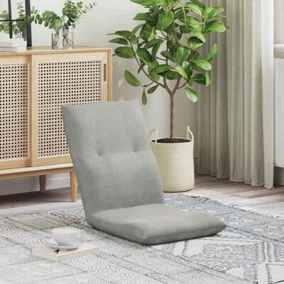 VIDAXL Sedia A Pavimento Regolabile Grigio Chiaro Velluto VIDAXL Sedia A Pavimento Regolabile Grigio Chiaro Velluto