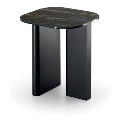 STONES Tavolino Key Moderno Con Top In Ceramica Su Vetro E Struttura In Metallo Verniciato Nero - Design Elegante 40x40 Cm - Om/507/po STONES Tavolino Key Moderno Con Top In Ceramica Su Vetro E Struttura In Metallo Verniciato Nero - Design Elegante 40x40 Cm - Om/507/po