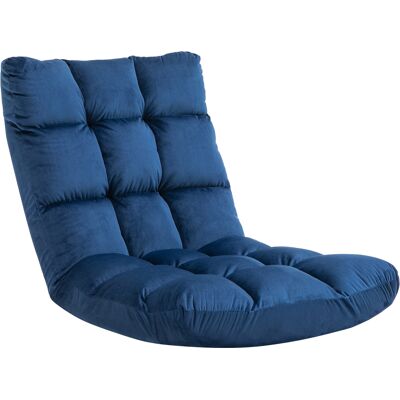 HOMCOM Sedia Da Pavimento In Velluto Con Schienale Reclinabile, Blu HOMCOM Sedia Da Pavimento In Velluto Con Schienale Reclinabile, Blu