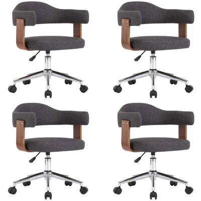 VIDAXL Sedie Da Pranzo Girevoli 4 Pz Legno Curvato E Tessuto Grigio VIDAXL Sedie Da Pranzo Girevoli 4 Pz Legno Curvato E Tessuto Grigio