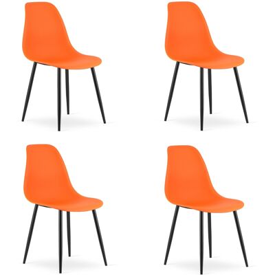 AKORD Sedia Wat Arancione / Gambe Nere X 4 AKORD Sedia Wat Arancione / Gambe Nere X 4