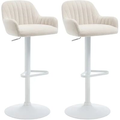 Unique Sgabello Da Bar In Tessuto E Metallo Bianco Altezza Regolabile Crema - Lotto Di 2 - Eleana Unique Sgabello Da Bar In Tessuto E Metallo Bianco Altezza Regolabile Crema - Lotto Di 2 - Eleana