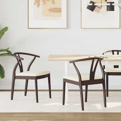 VIDAXL Sedia Da Pranzo 2 Pcs Marrone Chiaro E Chiaro VIDAXL Sedia Da Pranzo 2 Pcs Marrone Chiaro E Chiaro
