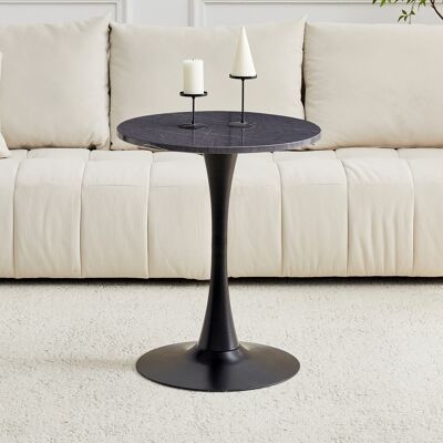 KELLANY Tavolino Rotondo Da 60 Cm / Tavolino Da Pranzo In Mdf: Piano Realizzato Con Tecnologia Di Termoformatura Di Alta Qualità, Effetto Marmo Nero, Base Di Supporto Nera – Perfetto Per Gli Ambienti Abitativ KELLANY Tavolino Rotondo Da 60 Cm / Tavolino Da Pranzo In Mdf: Piano Realizzato Con Tecnologia Di Termoformatura Di Alta Qualità, Effetto Marmo Nero, Base Di Supporto Nera – Perfetto Per Gli Ambienti Abitativ