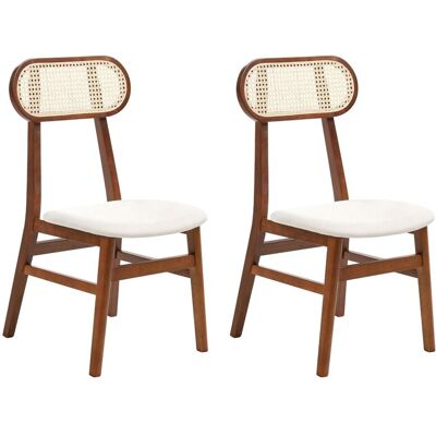 BELIANI Set Di 2 Sedie Da Pranzo Imbottite In Poliestere Marrone E Beige Chiaro Fallon BELIANI Set Di 2 Sedie Da Pranzo Imbottite In Poliestere Marrone E Beige Chiaro Fallon