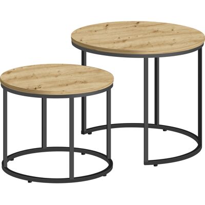 AKORD Tavolino Rotondo, 2 Pezzi - Artigianale / Gambe Nere AKORD Tavolino Rotondo, 2 Pezzi - Artigianale / Gambe Nere