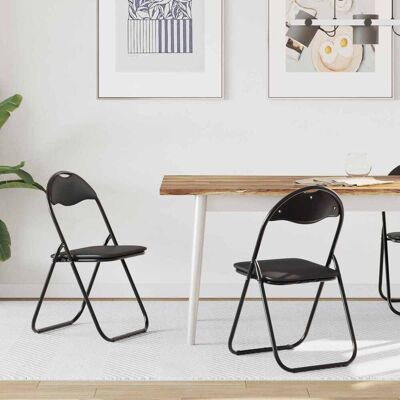 VIDAXL Sedia Pieghevole 2 Pcs Nero 48 X 43,5 X 81 Cm Pelle VIDAXL Sedia Pieghevole 2 Pcs Nero 48 X 43,5 X 81 Cm Pelle