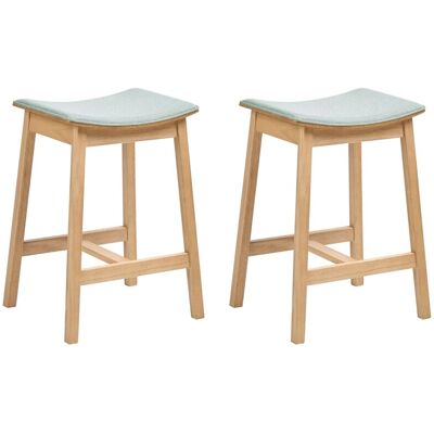 BELIANI Set Di 2 Sedie Da Bar Seduta Imbottita Legno Chiaro E Verde Menta Dixon BELIANI Set Di 2 Sedie Da Bar Seduta Imbottita Legno Chiaro E Verde Menta Dixon