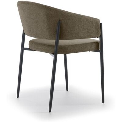 STONES Sedia Da Interni Maya Con Braccioli, Struttura In Metallo Antracite E Seduta In Tessuto Easy-clean Marrone Chiaro - Design Elegante STONES Sedia Da Interni Maya Con Braccioli, Struttura In Metallo Antracite E Seduta In Tessuto Easy-clean Marrone Chiaro - Design Elegante