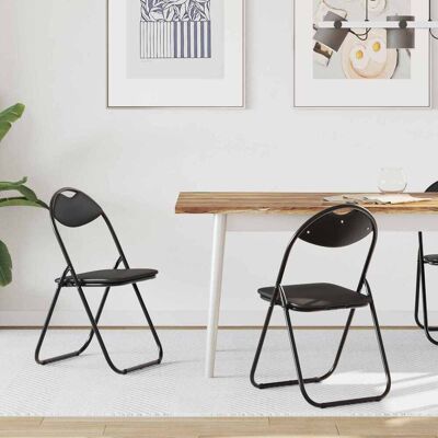 VIDAXL Sedia Pieghevole 2 Pcs Nero 48 X 43,5 X 81 Cm Pelle VIDAXL Sedia Pieghevole 2 Pcs Nero 48 X 43,5 X 81 Cm Pelle