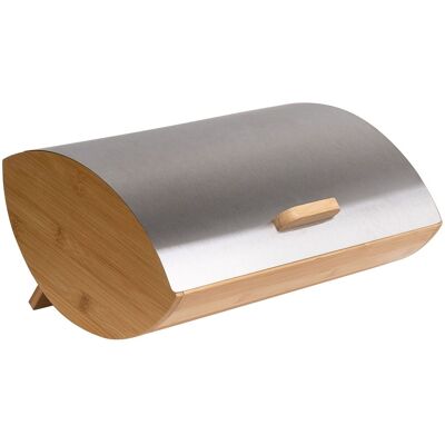 BELIANI Portapane Decorativo In Bambù Con Coperchio In Metallo 36 X 25 X 16 Cm Argento Epicurien BELIANI Portapane Decorativo In Bambù Con Coperchio In Metallo 36 X 25 X 16 Cm Argento Epicurien
