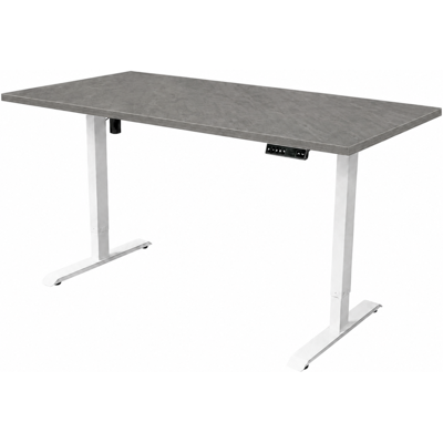 VIVOL Scrivania Regolabile Elettricamente - 140x80 Cm - Motore Singolo - Bianco / Effetto Cemento VIVOL Scrivania Regolabile Elettricamente - 140x80 Cm - Motore Singolo - Bianco / Effetto Cemento