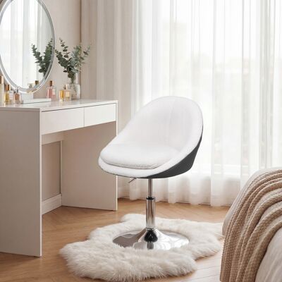 WOLTU Sgabello Con Girevole A 360° Regolabile In Altezza Per Toeletta Trucco Sedia Girevole In Tessuto Teddy E Pu Bianco WOLTU Sgabello Con Girevole A 360° Regolabile In Altezza Per Toeletta Trucco Sedia Girevole In Tessuto Teddy E Pu Bianco