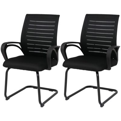 HHG Set Di 2 Sedie Da Conferenza -584, Sedia Poltroncina A Slitta, Stoffa/tessuto (250 G/m²) Mvg, Nero, Telaio Nero HHG Set Di 2 Sedie Da Conferenza -584, Sedia Poltroncina A Slitta, Stoffa/tessuto (250 G/m²) Mvg, Nero, Telaio Nero