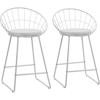 HAPPY GARDEN Set Di 2 Sgabelli Da Bar 65cm In Metallo Bianco E Cuscino Bianco Alex HAPPY GARDEN Set Di 2 Sgabelli Da Bar 65cm In Metallo Bianco E Cuscino Bianco Alex