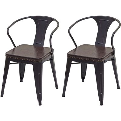 DÉCOSHOP26 2x Sedie Da Cucina Per Sala Da Pranzo In Sintetico E Metallo Stile Industriale Marrone Nero Cds04451 DÉCOSHOP26 2x Sedie Da Cucina Per Sala Da Pranzo In Sintetico E Metallo Stile Industriale Marrone Nero Cds04451