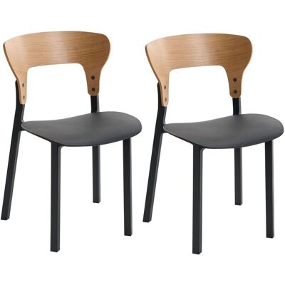 BELIANI Set Di 2 Sedie Da Pranzo In Gomma Con Struttura In Legno Nero Walden BELIANI Set Di 2 Sedie Da Pranzo In Gomma Con Struttura In Legno Nero Walden