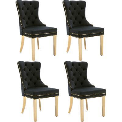 STILVORA Sedia Da Pranzo Sedia Imbottita Con Anello Posteriore Borchie Decorative Piedini Regolabili Velluto Nero 50.5 X 45 X 95 Cm STILVORA Sedia Da Pranzo Sedia Imbottita Con Anello Posteriore Borchie Decorative Piedini Regolabili Velluto Nero 50.5 X 45 X 95 Cm