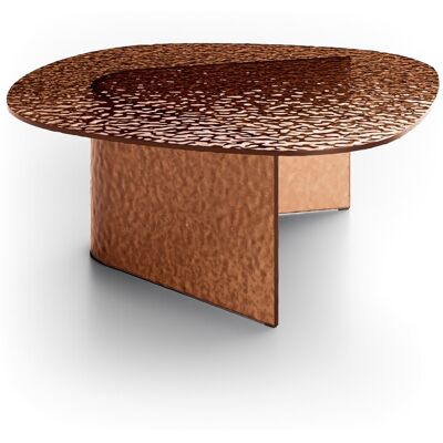 STONES Tavolino Da Salotto Fold Big - Struttura E Top In Vetro Martellato Bronzo, Design Moderno Geometrico Quadrato 90x90x35 Cm - Artigianale STONES Tavolino Da Salotto Fold Big - Struttura E Top In Vetro Martellato Bronzo, Design Moderno Geometrico Quadrato 90x90x35 Cm - Artigianale