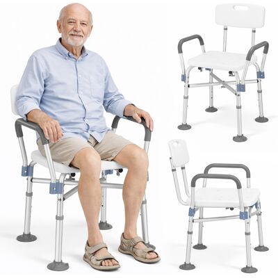 BAKAJI Sedia Sgabello Da Bagno Per Anziani Mobilità Ridotta Disabili Altezza Regolabile BAKAJI Sedia Sgabello Da Bagno Per Anziani Mobilità Ridotta Disabili Altezza Regolabile