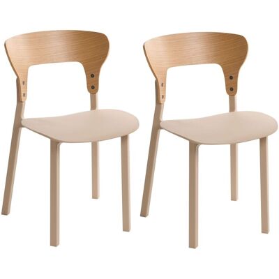 BELIANI Set Di 2 Sedie Da Pranzo In Gomma Con Struttura In Legno Beige Chiaro Walden BELIANI Set Di 2 Sedie Da Pranzo In Gomma Con Struttura In Legno Beige Chiaro Walden