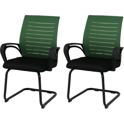 HHG Set Di 2 Sedie Da Conferenza -584, Sedia Poltroncina A Slitta, Stoffa/tessuto (250 G/m²) Mvg, Verde, Telaio Nero HHG Set Di 2 Sedie Da Conferenza -584, Sedia Poltroncina A Slitta, Stoffa/tessuto (250 G/m²) Mvg, Verde, Telaio Nero