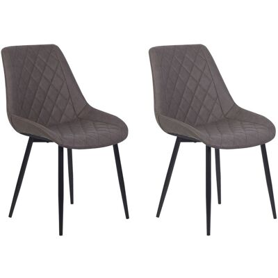 BELIANI Set 2 Sedie Da Pranzo Ecopelle Marrone Scuro Rivestimento Trapuntato Maribel BELIANI Set 2 Sedie Da Pranzo Ecopelle Marrone Scuro Rivestimento Trapuntato Maribel