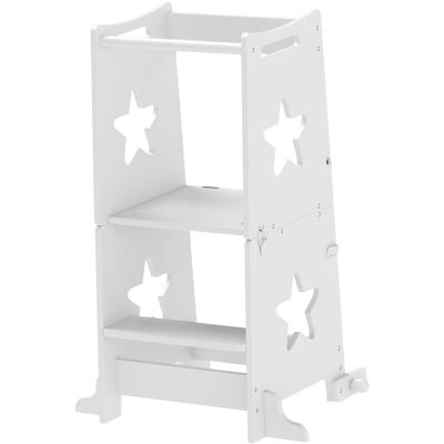 YULINLAND Sgabello Bambini 2-in-1 Con Barra Sicurezza, Cucina E Bagno, Bianco 60×44,5×86 Cm YULINLAND Sgabello Bambini 2-in-1 Con Barra Sicurezza, Cucina E Bagno, Bianco 60×44,5×86 Cm