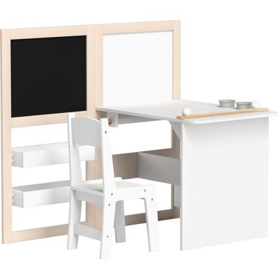 YULINLAND Tavolo Bambini 3 In 1 Con Sedie, Lavagna Bianca/nera, Rotolo Carta E Ripiani, Bianco 81,5×111,5×102,4 Cm YULINLAND Tavolo Bambini 3 In 1 Con Sedie, Lavagna Bianca/nera, Rotolo Carta E Ripiani, Bianco 81,5×111,5×102,4 Cm