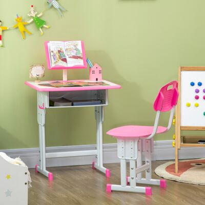 YULINLAND Scrivania Bambini Regolabile Con Sedia, Supporto Libro E Porta Penne, Rosa 60×45×102 Cm YULINLAND Scrivania Bambini Regolabile Con Sedia, Supporto Libro E Porta Penne, Rosa 60×45×102 Cm