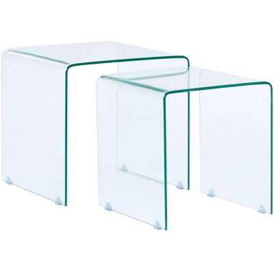BELIANI Set Di 2 Tavolini Rettangolari A Nido In Vetro Trasparente Minimalista Kendall BELIANI Set Di 2 Tavolini Rettangolari A Nido In Vetro Trasparente Minimalista Kendall