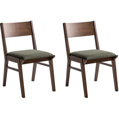 BELIANI Set Tradizionale In Stile Retrò Di 2 Sedie Da Pranzo Senza Braccioli, Con Seduta In Tessuto Verde Scuro E Struttura In Legno Di Gomma Marrone Enola BELIANI Set Tradizionale In Stile Retrò Di 2 Sedie Da Pranzo Senza Braccioli, Con Seduta In Tessuto Verde Scuro E Struttura In Legno Di Gomma Marrone Enola