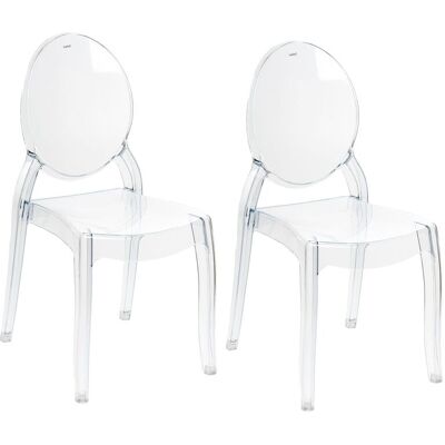 BELIANI Set Di 2 Sedie Da Pranzo Con Schienale Ovale In Materiale Sintetico Trasparente Senza Braccioli Rulison BELIANI Set Di 2 Sedie Da Pranzo Con Schienale Ovale In Materiale Sintetico Trasparente Senza Braccioli Rulison