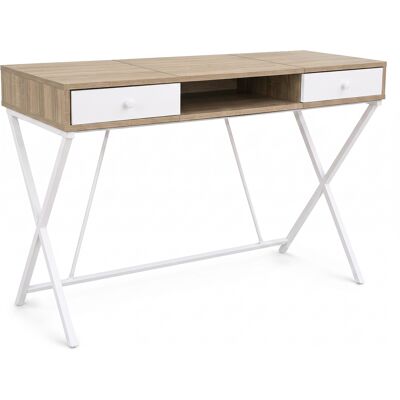 AKORD Scrivania Pc Industriale Rovere Sonoma Crossline 120 Cm 2 Cassetti 1 Ripiano Gambe Bianche AKORD Scrivania Pc Industriale Rovere Sonoma Crossline 120 Cm 2 Cassetti 1 Ripiano Gambe Bianche