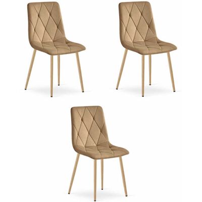 AKORD Sedia Libra - Velluto Marrone / Gambe Color Legno X 3 AKORD Sedia Libra - Velluto Marrone / Gambe Color Legno X 3