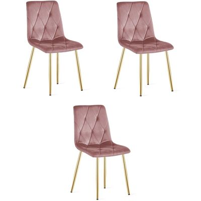 AKORD Sedia Libra - Velluto Rosa / Gambe Dorate X 3 AKORD Sedia Libra - Velluto Rosa / Gambe Dorate X 3