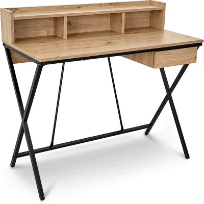 AKORD Scrivania Pc Industriale Rovere Artisan Flexo 100 Cm 1 Cassetto 1 Ripiano Gambe Nere AKORD Scrivania Pc Industriale Rovere Artisan Flexo 100 Cm 1 Cassetto 1 Ripiano Gambe Nere