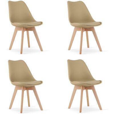 Viking Choice MARK Sedia da pranzo beige scuro in faggio - 4 pezzi Viking Choice MARK Sedia da pranzo beige scuro in faggio - 4 pezzi