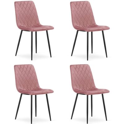 AKORD Sedia Torino - Velluto Rosa / Gambe Nere X 4 AKORD Sedia Torino - Velluto Rosa / Gambe Nere X 4