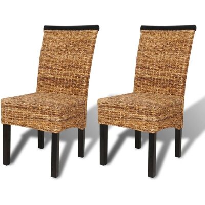 VIDAXL Sedie Da Pranzo 2 Pz In Abaca E Legno Massello Di Mango - VIDAXL Sedie Da Pranzo 2 Pz In Abaca E Legno Massello Di Mango -