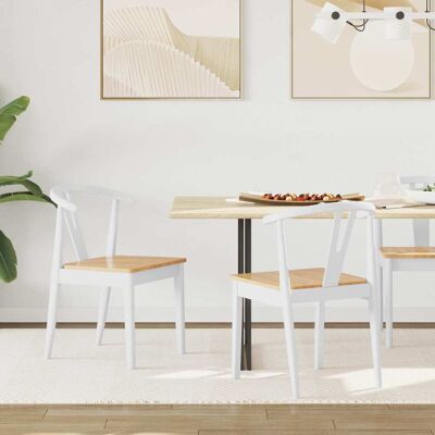 VIDAXL Sedia Da Pranzo 2 Pcs Bianco E Naturale Legno Di Gomma VIDAXL Sedia Da Pranzo 2 Pcs Bianco E Naturale Legno Di Gomma