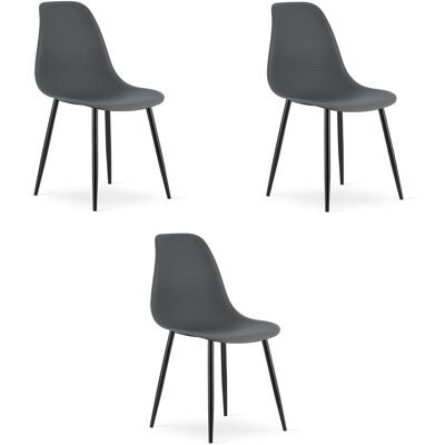 AKORD Sedia Wat Grigio Scuro / Gambe Nere X 3 AKORD Sedia Wat Grigio Scuro / Gambe Nere X 3